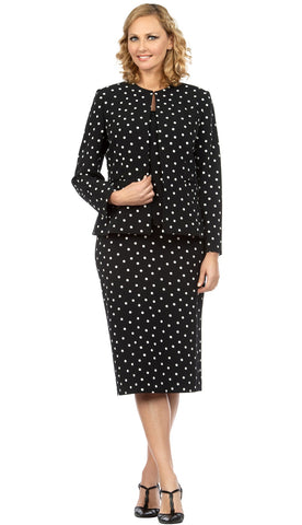 Giovanna Usher Suit S0721-Black With White Dots