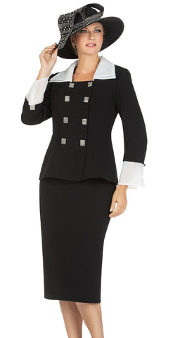 Giovanna Women Suit S0742-Black/White - Church Suits For Less