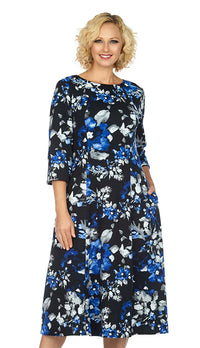 Giovanna Dress D1523P-Black/Royal