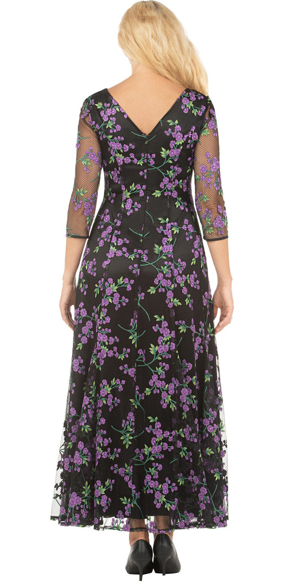 Giovanna Dress D1602C-Purple/Black - Church Suits For Less