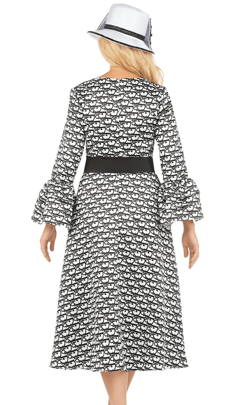 black and white church dress Tally Taylor 4497-BWWD Church Dress Black with White Dots / 26W