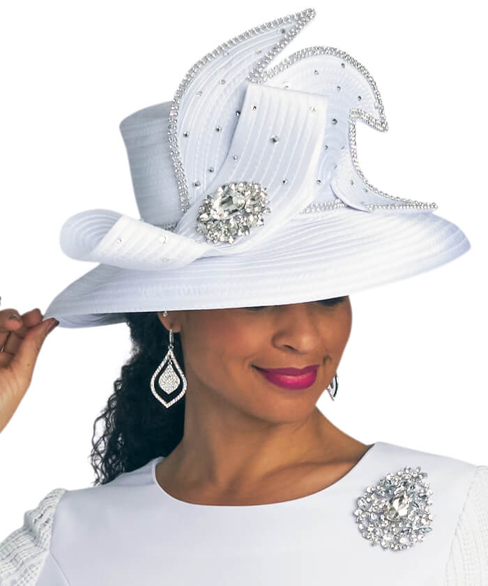 Lily and Taylor Hat H105 - White - Church Suits For Less