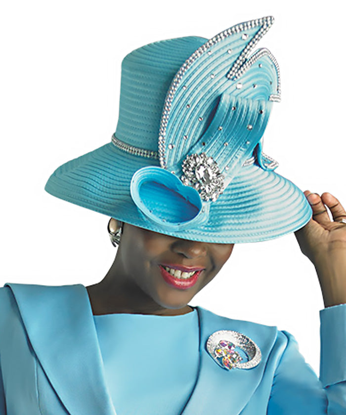 Lily and Taylor Hat H105 - Ice Blue - Church Suits For Less