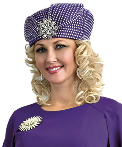 Lily and Taylor Hat H319 - Purple - Church Suits For Less