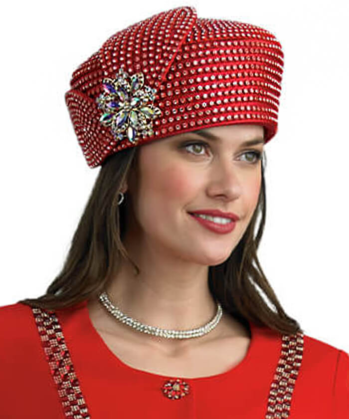 Lily and Taylor Hat H319 - Red - Church Suits For Less