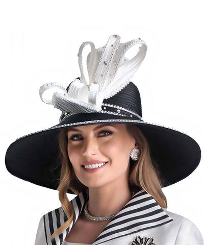 Lily and Taylor Hat H683 - Black W/ Ivory