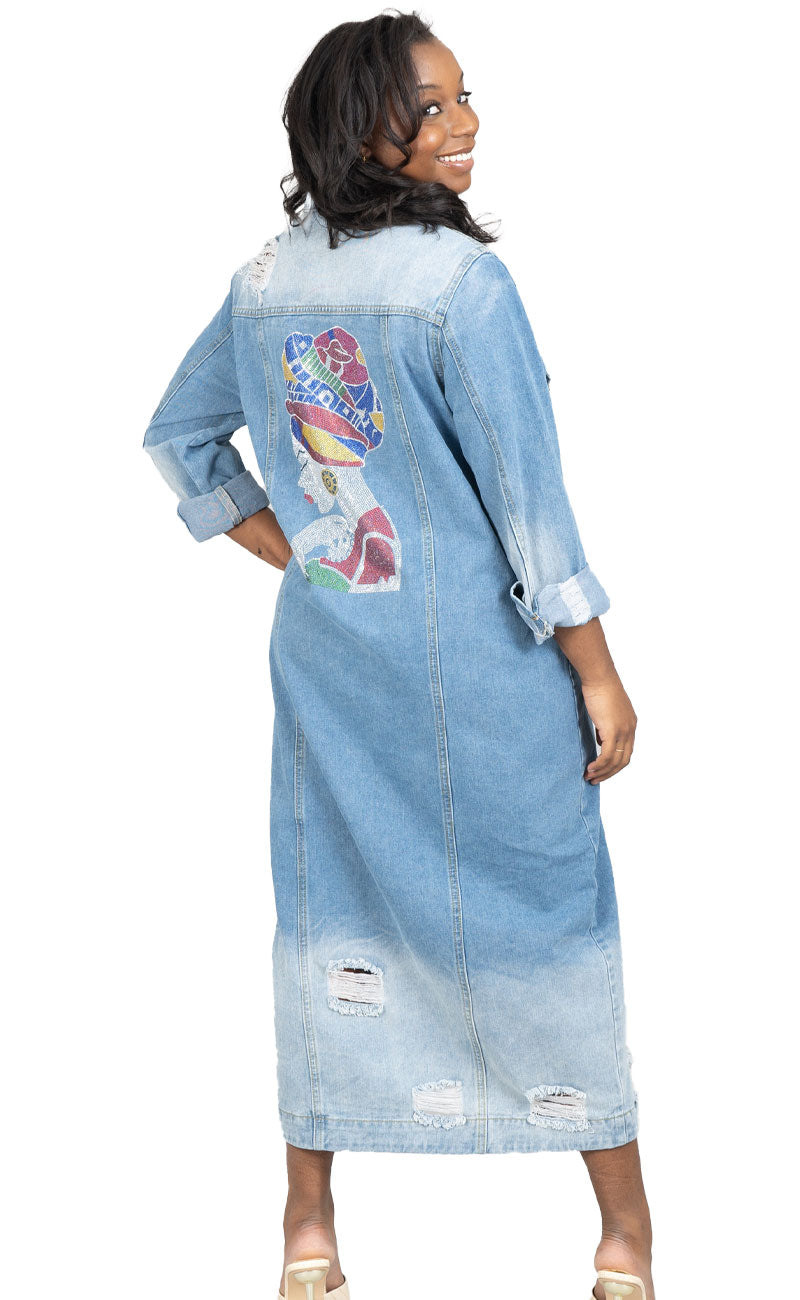 Kara Chic Denim Jacket CHH22157-Light Denim - Church Suits For Less