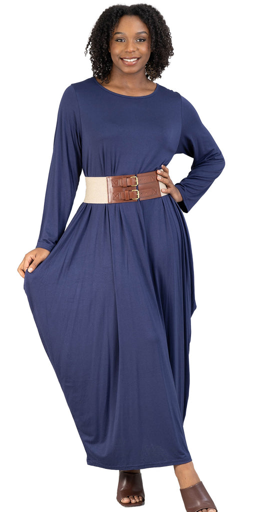 Kara Chic Knit Dress CHH18028LS-Navy - Church Suits For Less