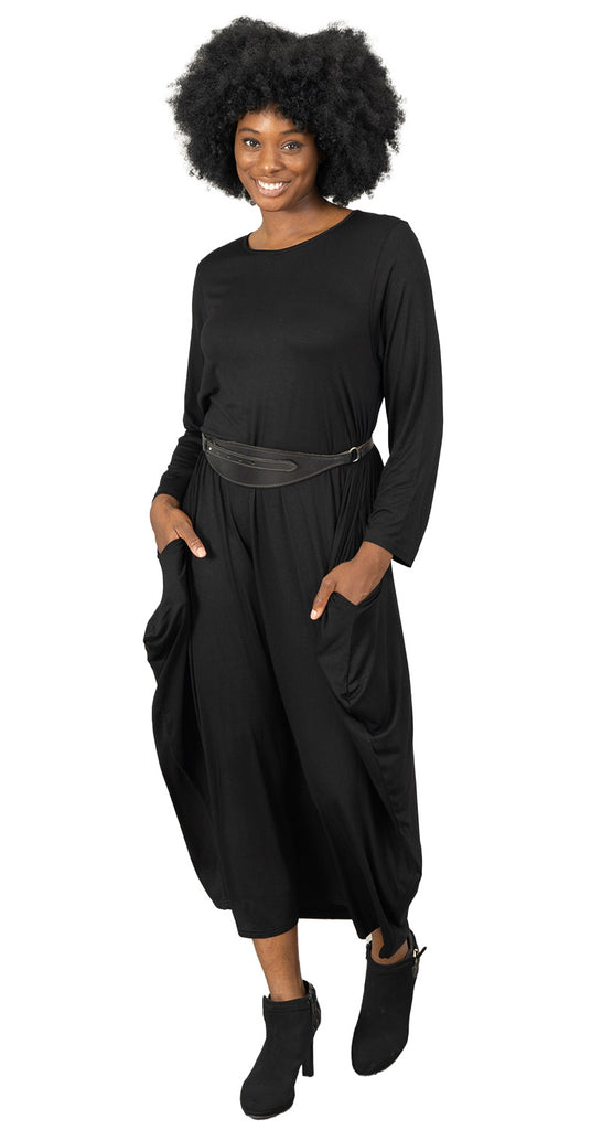 Kara Chic Knit Dress CHH18028LS-Black - Church Suits For Less