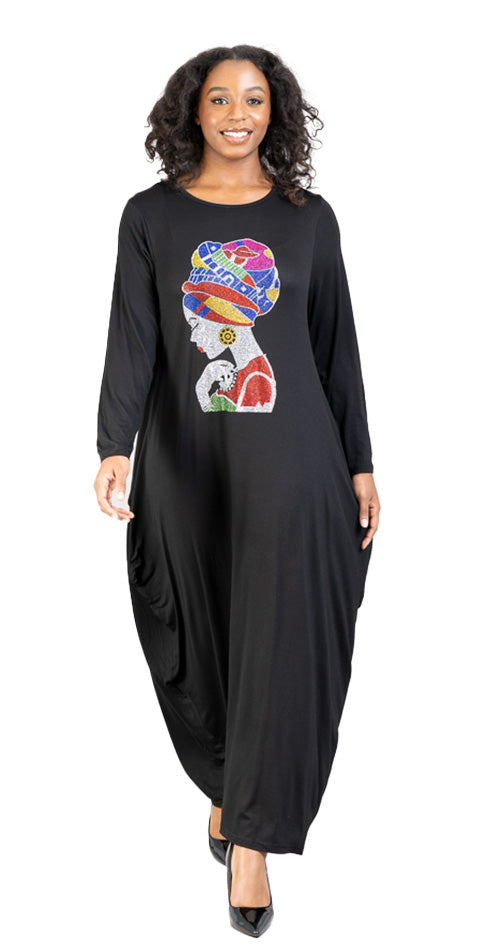 Kara Chic Knit Dress CHH20023LS-Black - Church Suits For Less