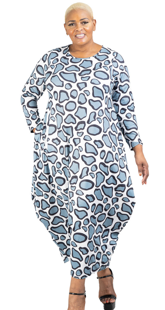 Kara Chic Knit Dress CHH21083-Grey/White - Church Suits For Less
