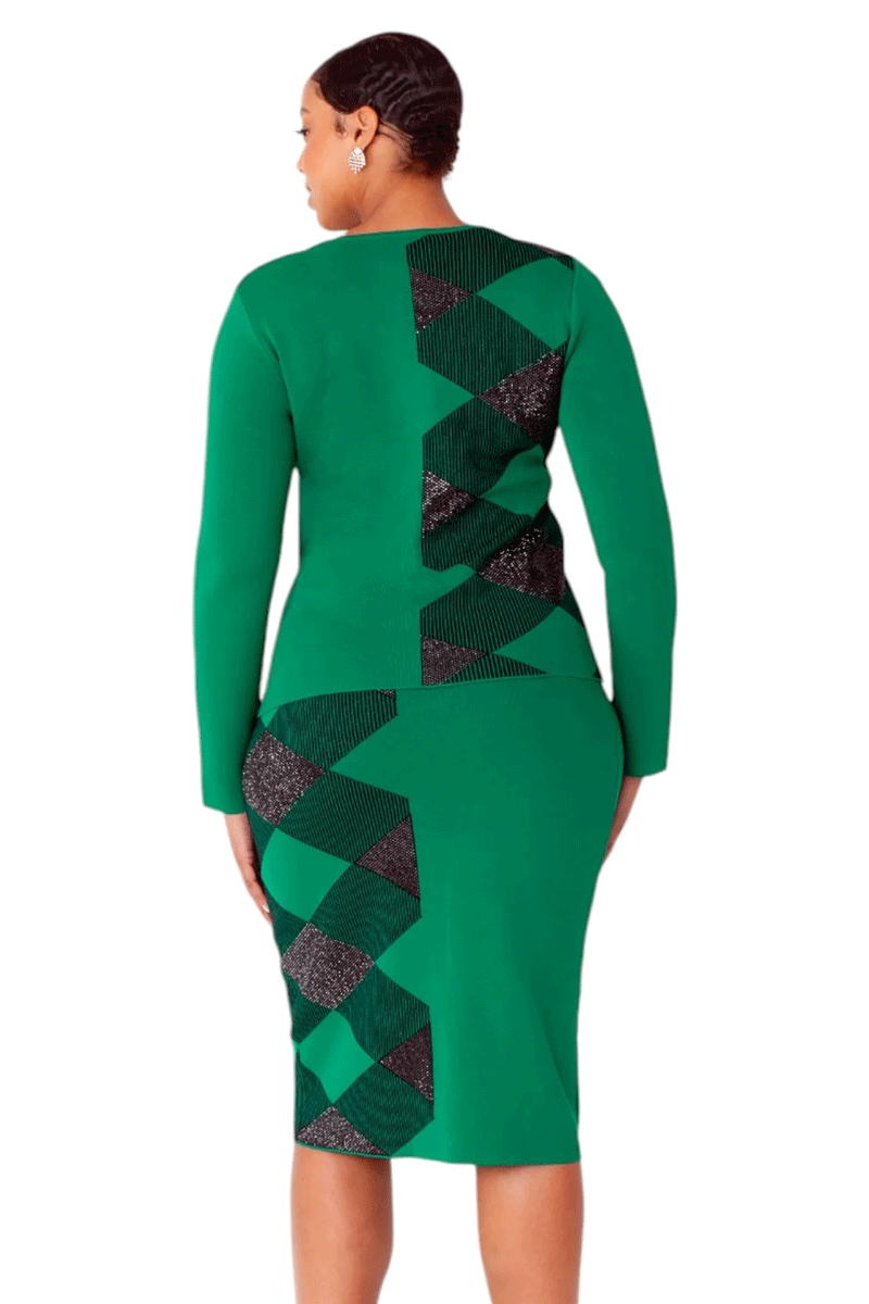 Kayla Knit Suit 5365-Emerald/Black – Church suits for less