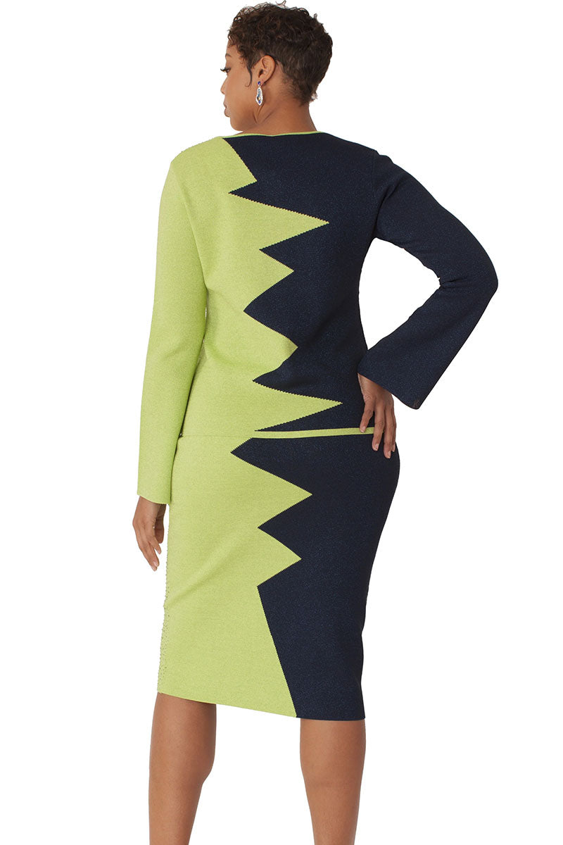 knit dress skirt suit Kayla 5349, Navy/Green / 6 Style #:25288-715 floral long dress Just write the number 1950s Attractive Glamorous Woman