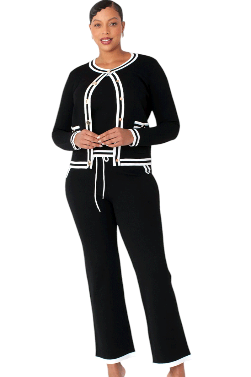 Kayla Knit Pant Suit 58001-Black