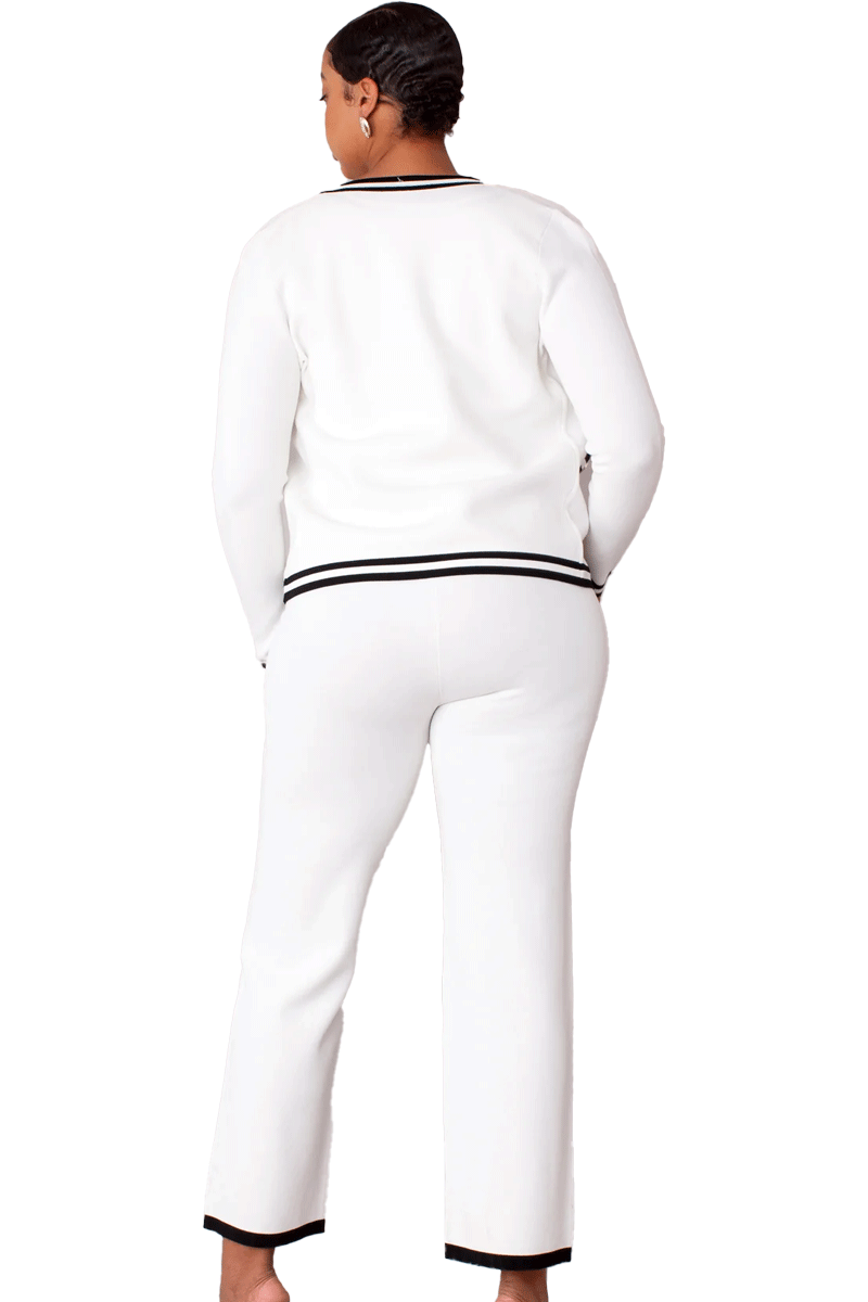 Kayla Knit Pant Suit 58001-White