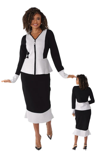 Kayla Knit Suit 5255C-Black/Silver - Church Suits For Less