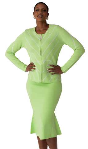 Kayla Knit Suit 5321-Lime/Silver