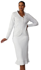Kayla Knit Suit 5329-Light Silver - Church Suits For Less