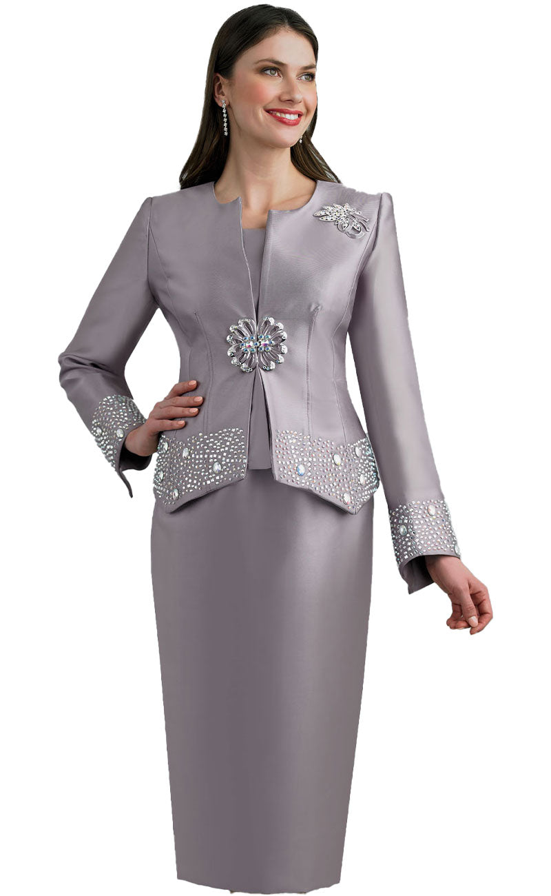 Lily And Taylor Suit 4498-Pewter Grey - Church Suits For Less