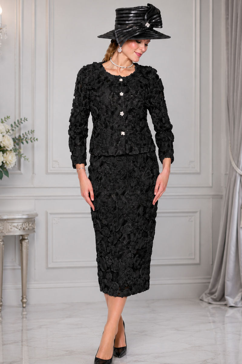 Lily And Taylor Suit 5145-Black
