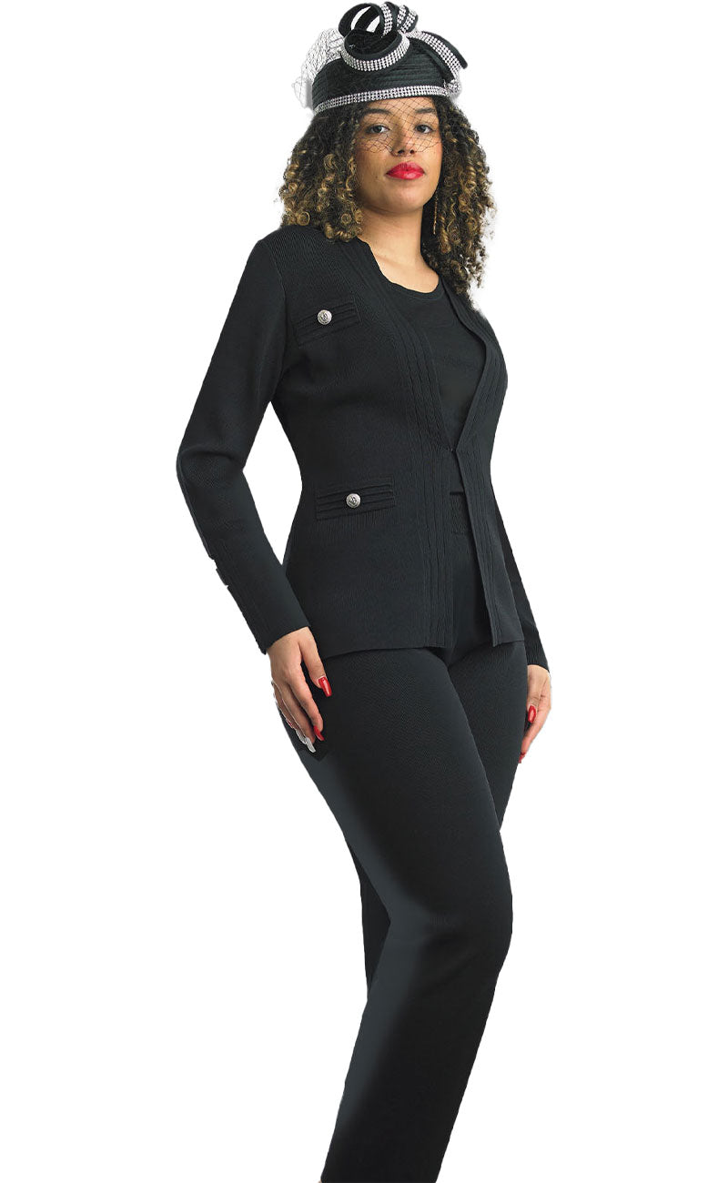 Lily And Taylor Pant Suit 780-Black - Church Suits For Less