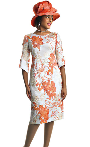 Lily And Taylor Dress 4864-Orange Multi - Church Suits For Less