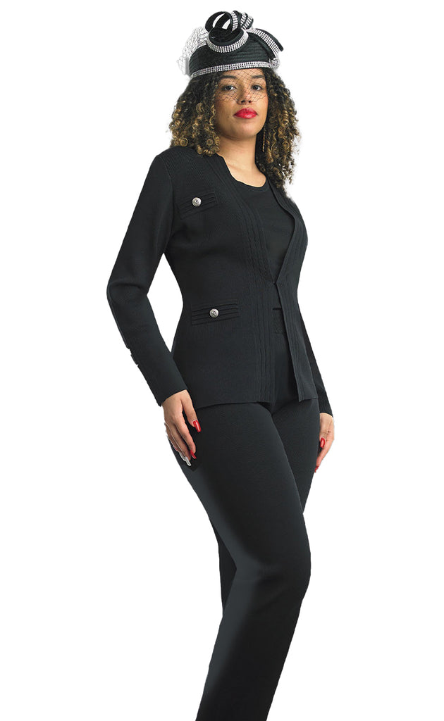 Lily And Taylor Pant Suit 780-Black - Church Suits For Less