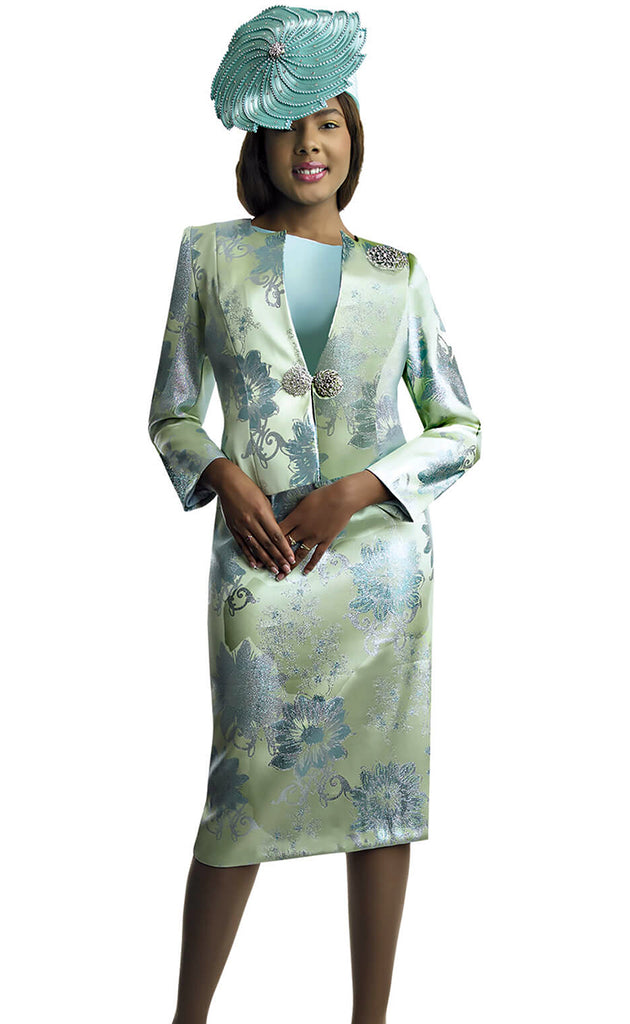 Lily And Taylor Suit 4855-Mint Multi - Church Suits For Less