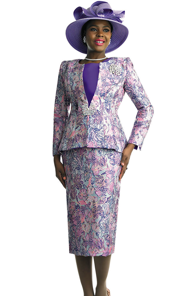 Lily And Taylor Suit 4869-Purple Multi - Church Suits For Less