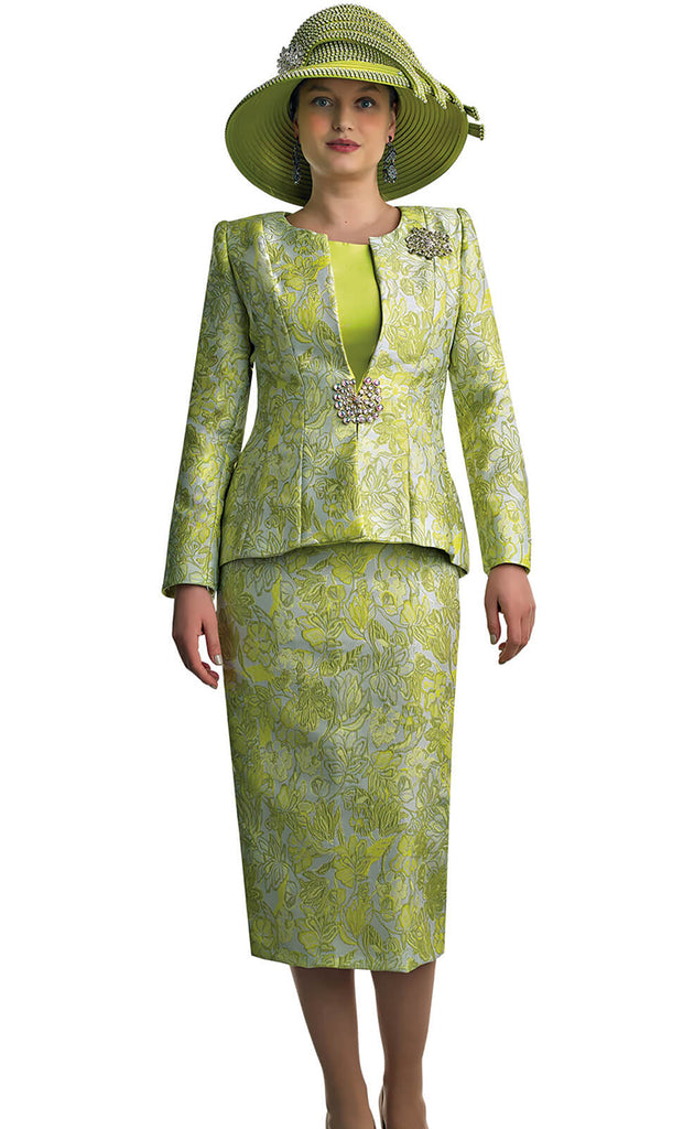 Lily And Taylor Suit 4869-Lime Multi - Church Suits For Less