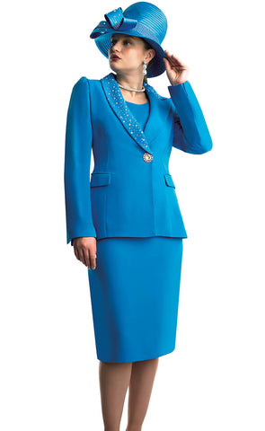 Lily And Taylor Suit 4891-Turquoise - Church Suits For Less
