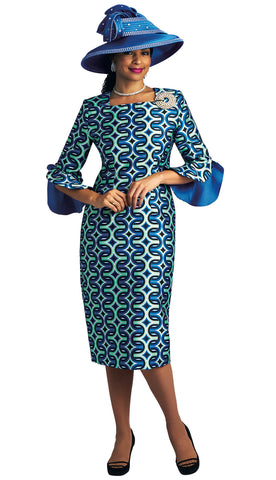 Lily And Taylor Dress 4813-Royal/Multi - Church Suits For Less