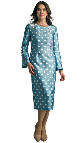 Lily And Taylor Dress 4816C-Steel Blue/White - Church Suits For Less