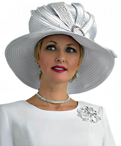 Lily and Taylor Hat H110 - White - Church Suits For Less