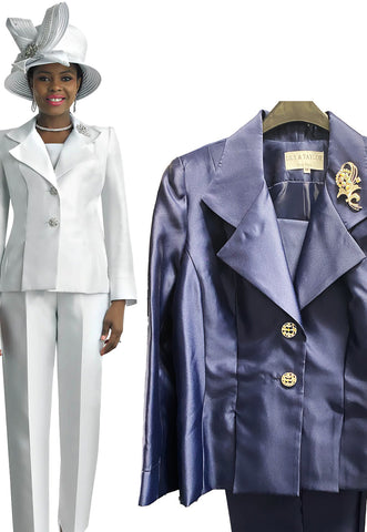 Lily And Taylor Pant Suit 2667C-Navy - Church Suits For Less