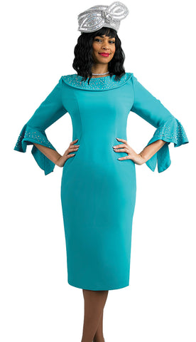 Lily And Taylor Dress 4524-Teal - Church Suits For Less