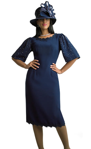 Lily And Taylor Dress 4599-Navy - Church Suits For Less