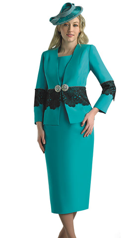 Lily And Taylor Suit 4636-Teal/Navy