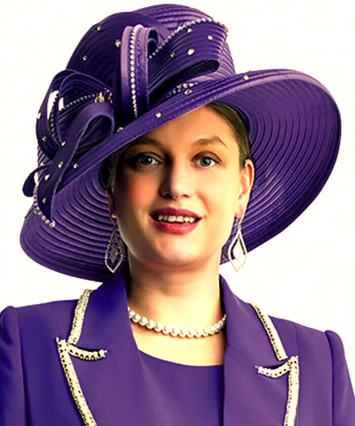 Lily and Taylor Hat H112-Purple - Church Suits For Less