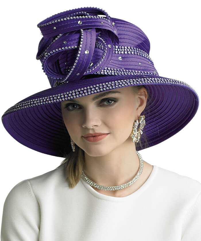 Lily and Taylor Hat H116-Purple - Church Suits For Less