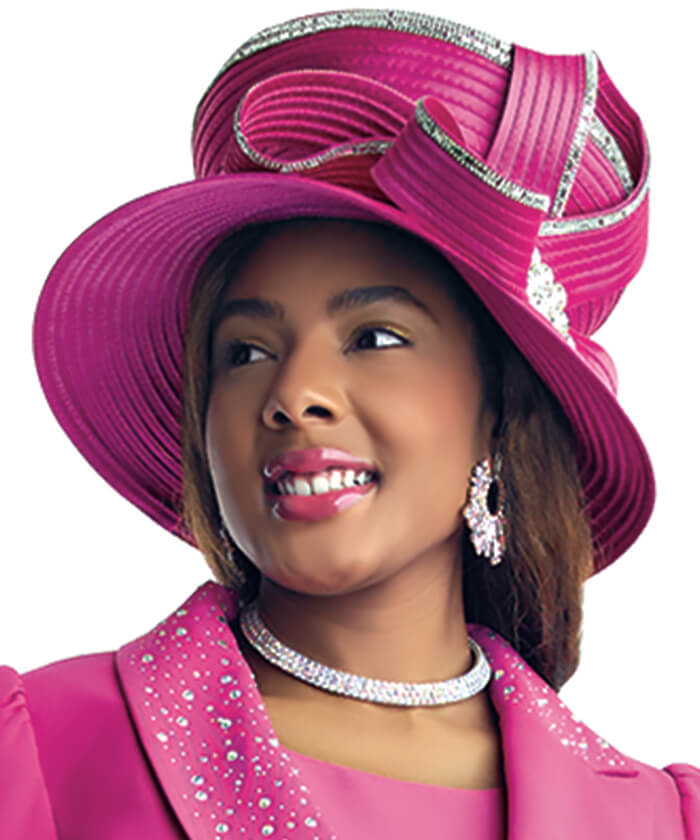 Lily and Taylor Hat H118-Fuchsia - Church Suits For Less