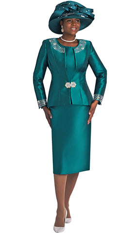 Lily And Taylor Suit 3800C-Hunter Green - Church Suits For Less