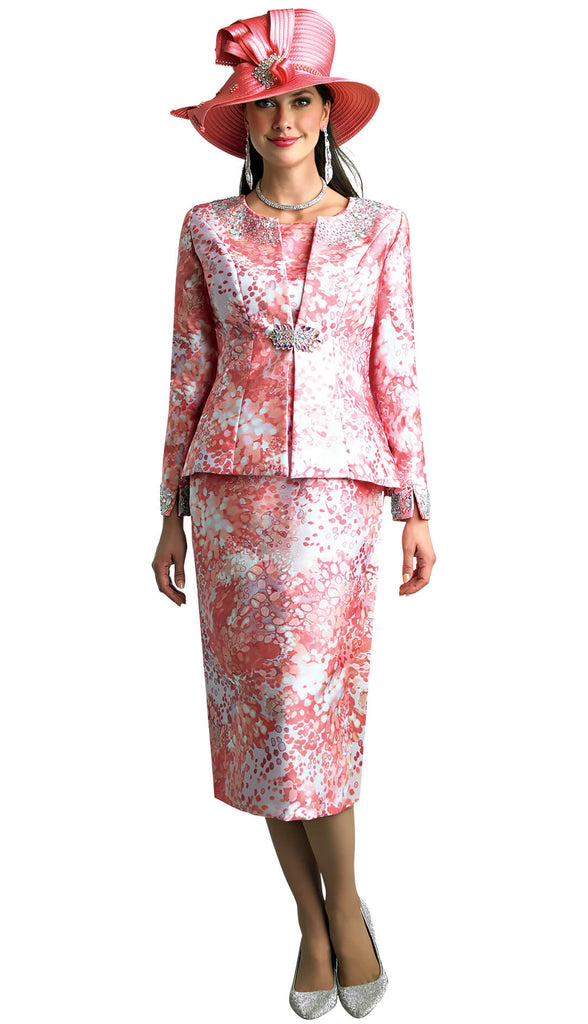 Lily And Taylor Suit 3800-Pink Multi - Church Suits For Less