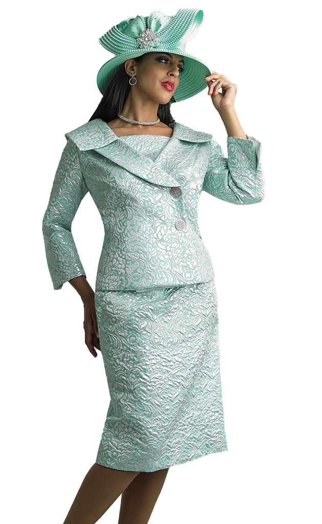 Lily And Taylor Suit 4648-Mint/Silver - Church Suits For Less