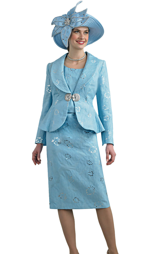 Lily And Taylor Suit 4656-Blue/Silver - Church Suits For Less