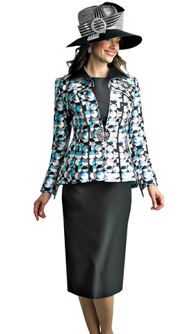 Lily And Taylor Suit 4814-Black Multi - Church Suits For Less
