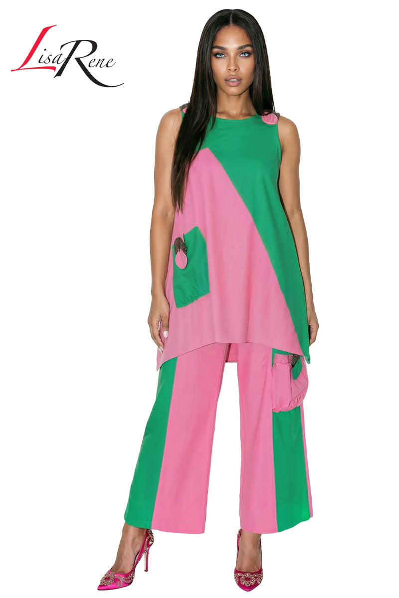 Lisa Rene By Donna Vinci 3389-Pink/Green