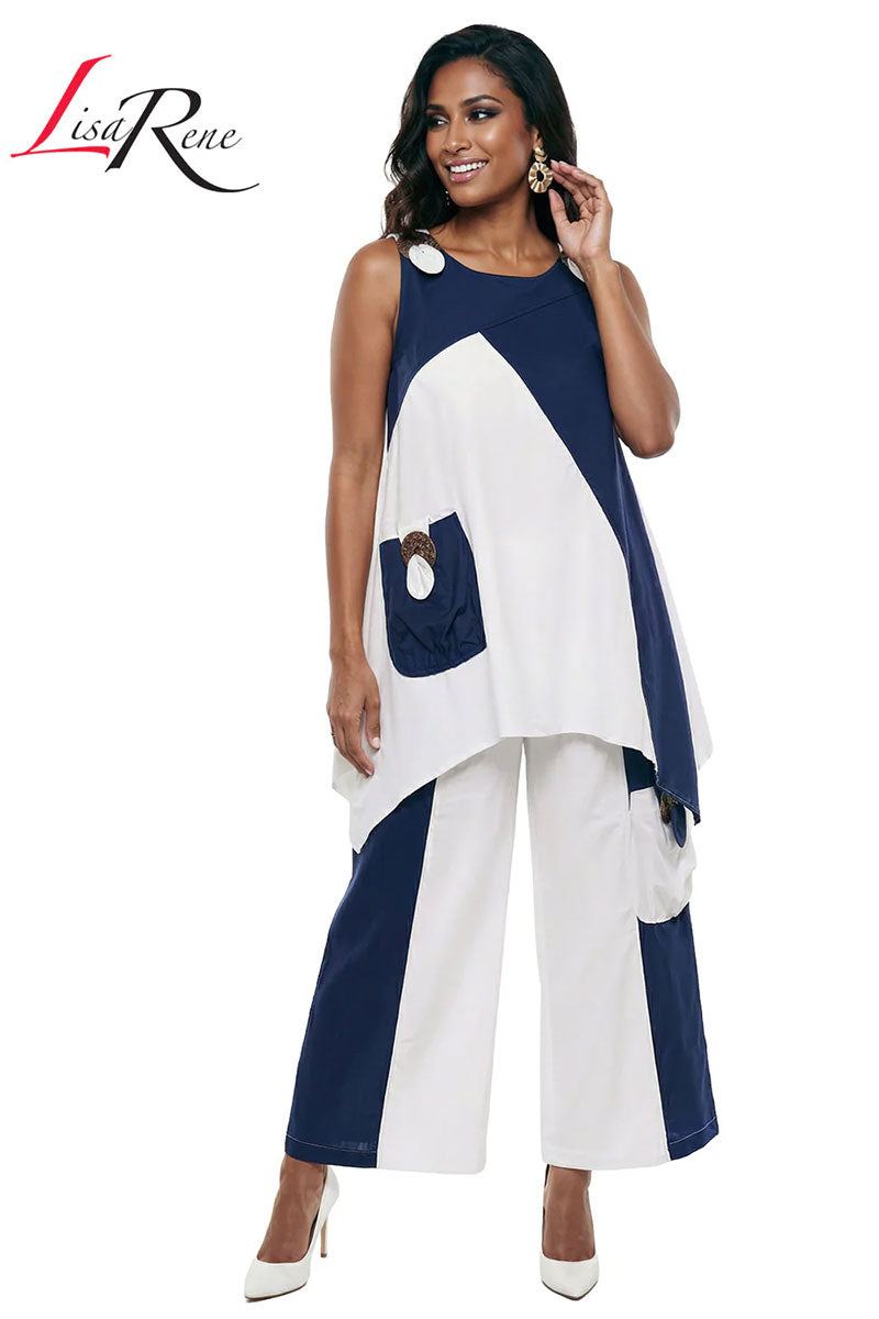Lisa Rene By Donna Vinci 3389-White/Navy