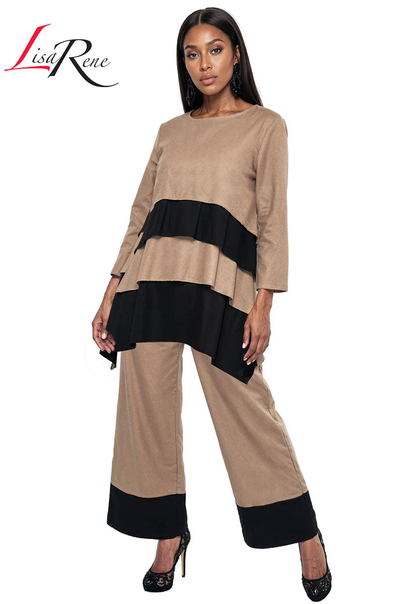 Lisa Rene By Donna Vinci 3391-Khaki/Black
