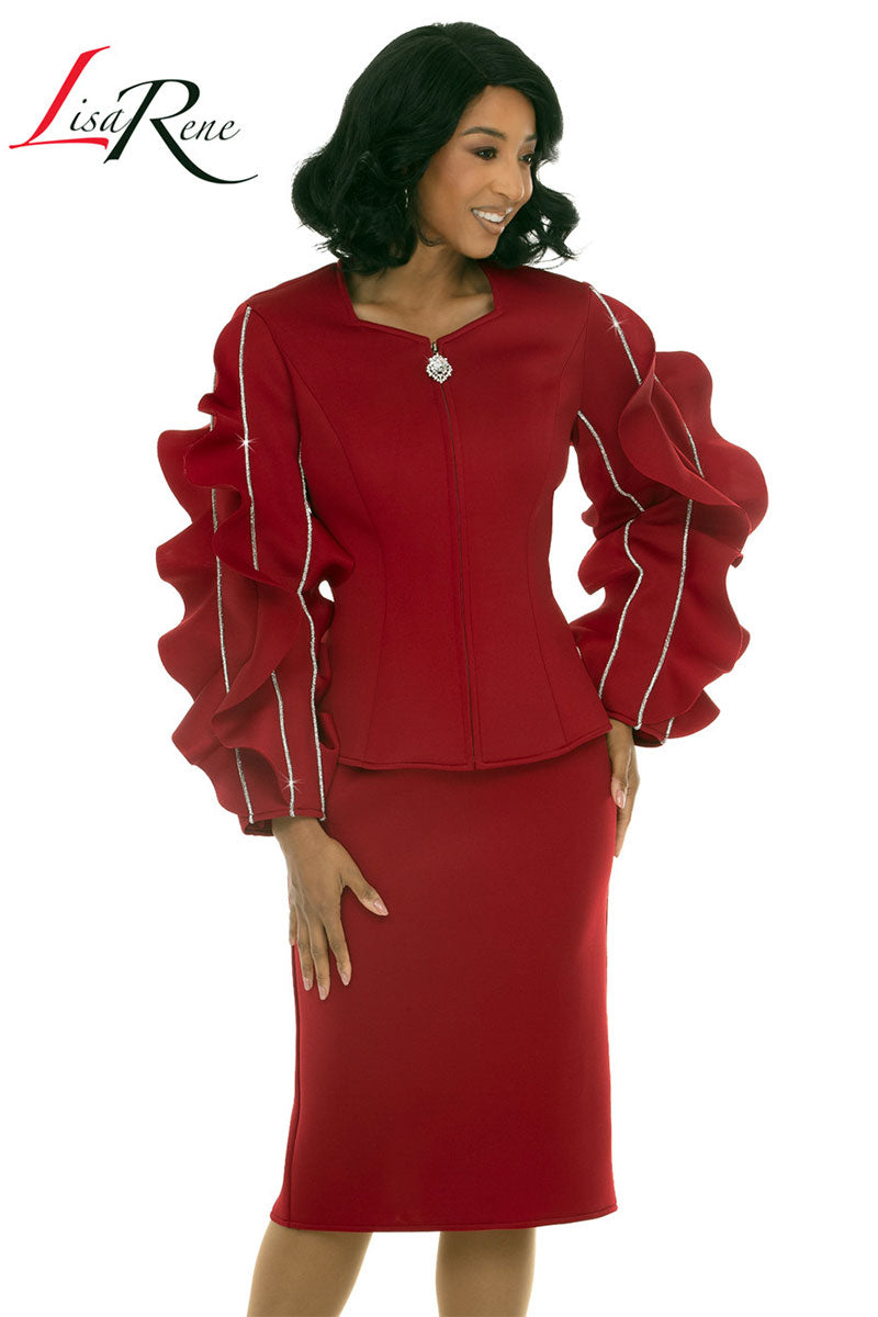 Lisa Rene Church Suit By Donna Vinci 3396-Burgundy